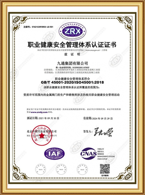 Occupational Health System Certificate